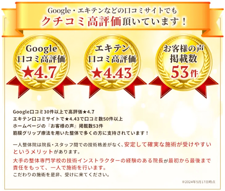 口コミ、高評価、多数いただいております